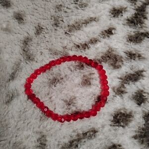 Handmade dainty sparkly red cute beaded bracelet